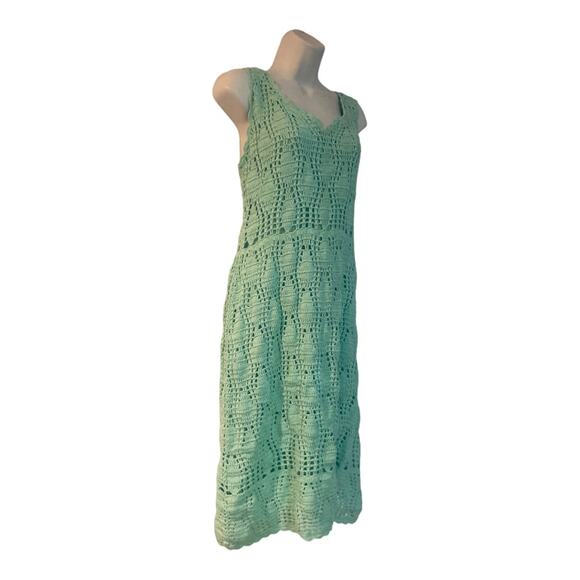 ASHRO Crochet Suit Aqua-Mint Jacket Dress Church Party Resort Cruise Office - Picture 6 of 15